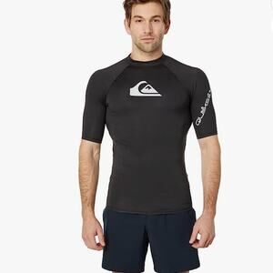 Quiksilver Shirt Rashguard Surf Swim UPF 50+ Short Sleeve